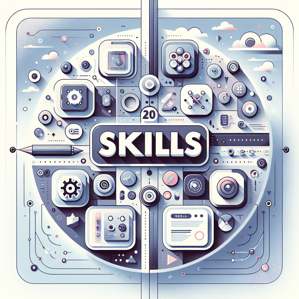 image qui permet de representer l'article au titre de : 5 Compétences No-Code Essentielles pour les Freelances en 2024 avec Bubble.io avec le mot : Compétences au mileu et queles elements de design qui font penser aux milieu techno et no-code