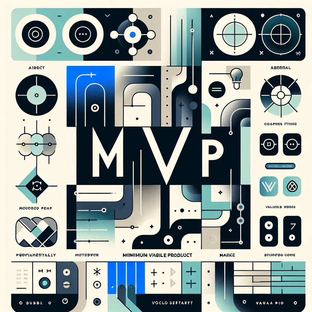 image qui permet de representer l'article au titre de : Comment Créer un MVP Efficace avec Bubble.io : Guide Pratique pour Entrepreneurs avec le mot : MVP au mileu et queles elements de design qui font penser aux milieu techno et no-code