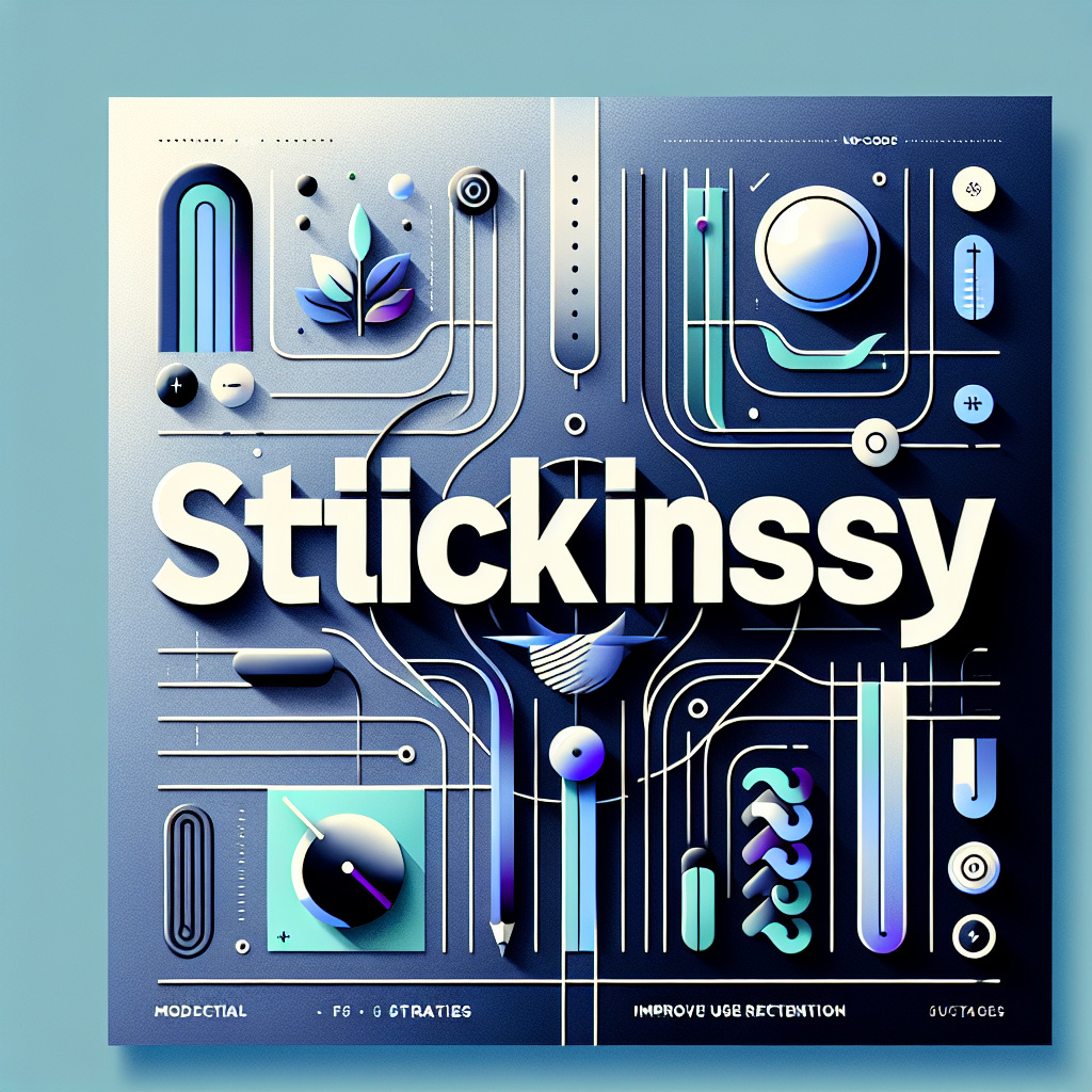 image qui permet de representer l'article au titre de : 5 Stratégies pour Rendre Votre Application No-Code Plus Collante avec Bubble.io avec le mot : stickiness au mileu et queles elements de design qui font penser aux milieu techno et no-code