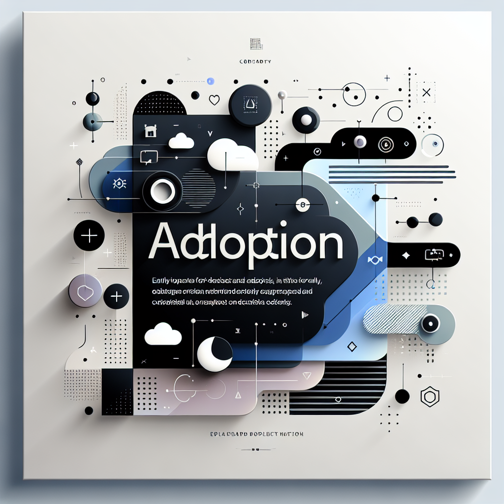 image qui permet de representer l'article au titre de : Comment attirer des Early Adopters pour votre application Bubble.io avec le mot : Adoption au mileu et queles elements de design qui font penser aux milieu techno et no-code