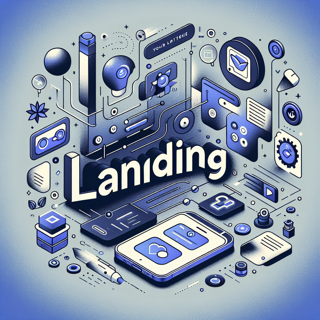 image qui permet de representer l'article au titre de : Guide Complet pour Créer une Landing Page Efficace avec Bubble.io avec le mot : Landing au mileu et queles elements de design qui font penser aux milieu techno et no-code