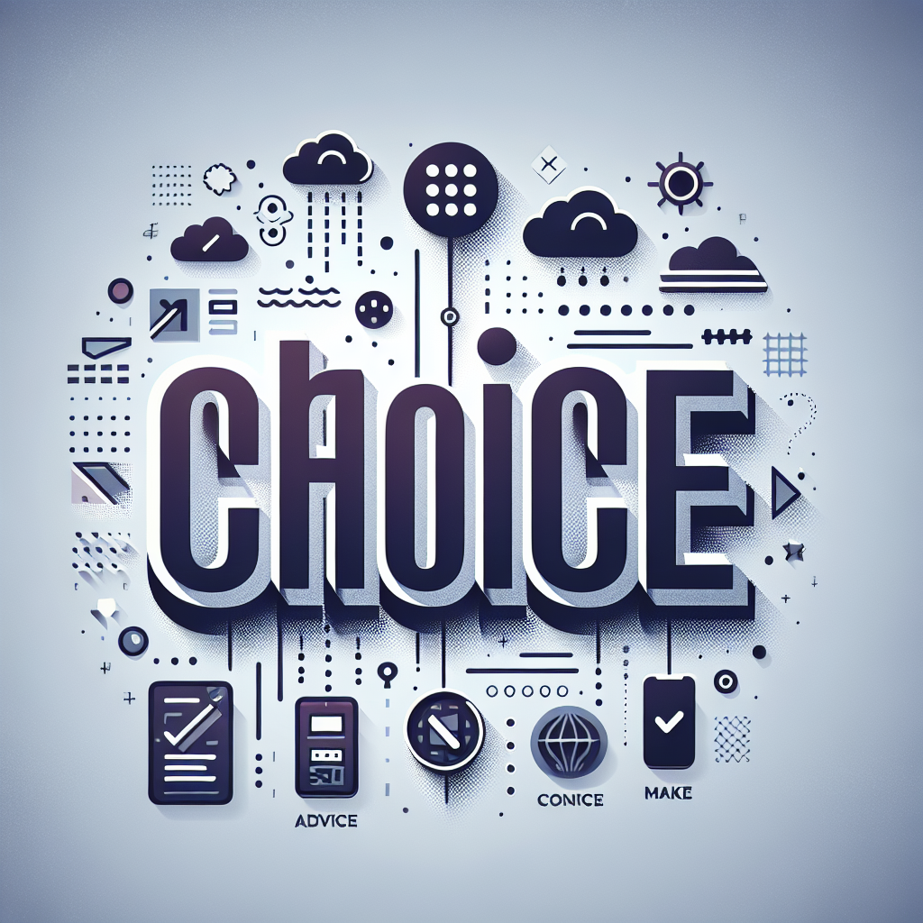 image qui permet de representer l'article au titre de : Comment choisir entre une application mobile et un site web mobile avec Bubble.io avec le mot : choix au mileu et queles elements de design qui font penser aux milieu techno et no-code