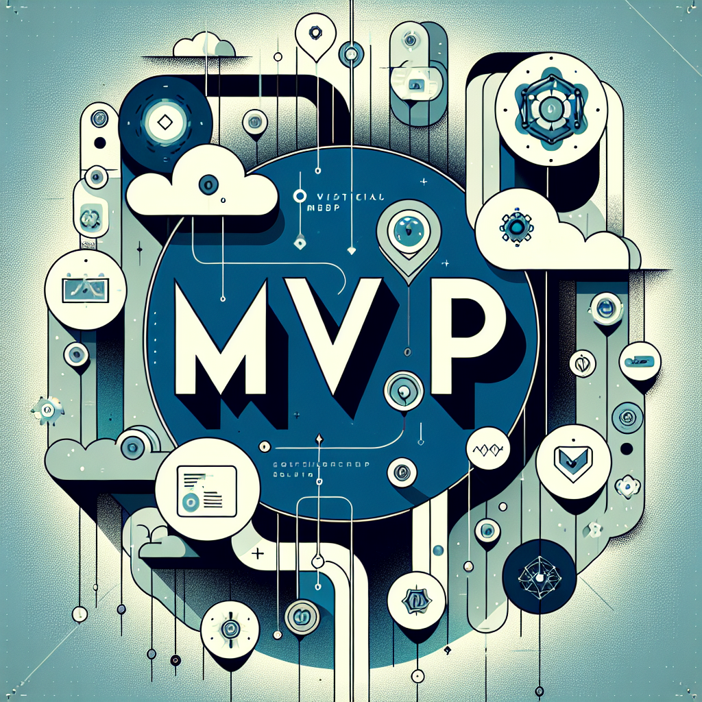 image qui permet de representer l'article au titre de : Réussir votre MVP avec Bubble.io : Stratégies pour éviter l'échec avec le mot : MVP au mileu et queles elements de design qui font penser aux milieu techno et no-code
