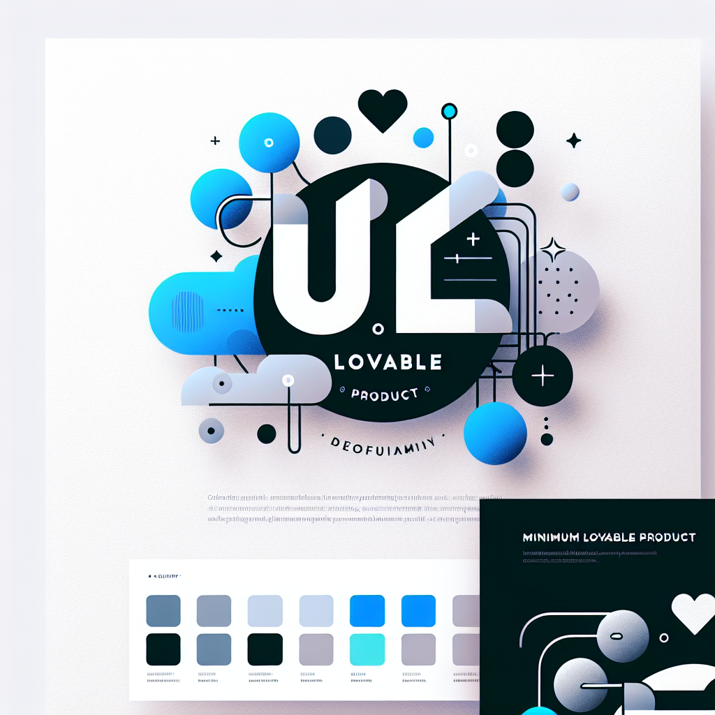 image qui permet de representer l'article au titre de : Développez un Minimum Lovable Product (MLP) pour Captiver vos Utilisateurs avec le mot : lovable au mileu et queles elements de design qui font penser aux milieu techno et no-code